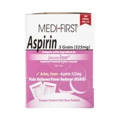 Medique Products Pain Relief Medi-First 325 mg Strength Aspirin Unit Dose Tablet 100 per Box, 1/BX