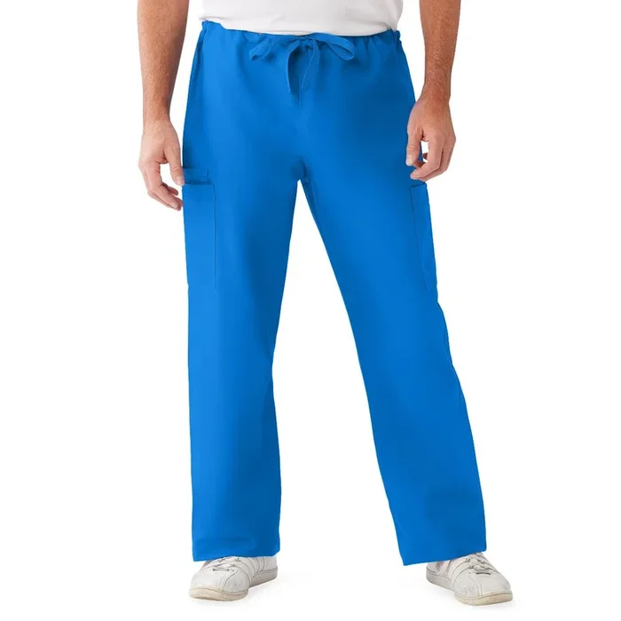 Medline ComfortEase Unisex Nonreversible Drawstring Cargo Scrub Pants – Royal Blue