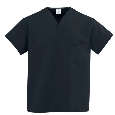 Medline ComfortEase Unisex One-Pocket Reversible Scrub Tops – Black