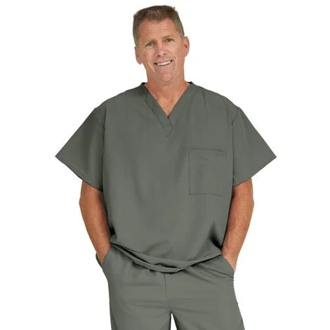 Medline Fifth Ave Unisex Stretch Fabric V-Neck Scrub Top with One Pocket – Olive
