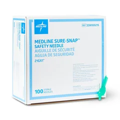 Medline Hypodermic Safety Needles, 800 Each per Case