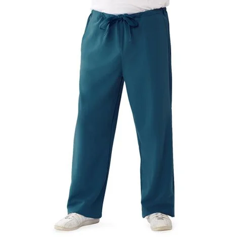 Medline Newport Ave Unisex Stretch Fabric Scrub Pants with Drawstring – Caribbean Blue