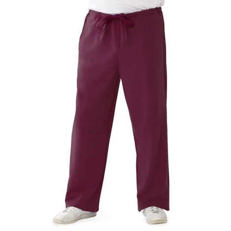 Medline Newport Ave Unisex Stretch Fabric Scrub Pants with Drawstring – Wine