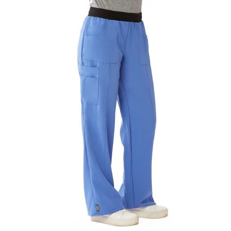 Medline Pacific Ave Womens Stretch Fabric Wide Waistband Scrub Pants – Ceil Blue