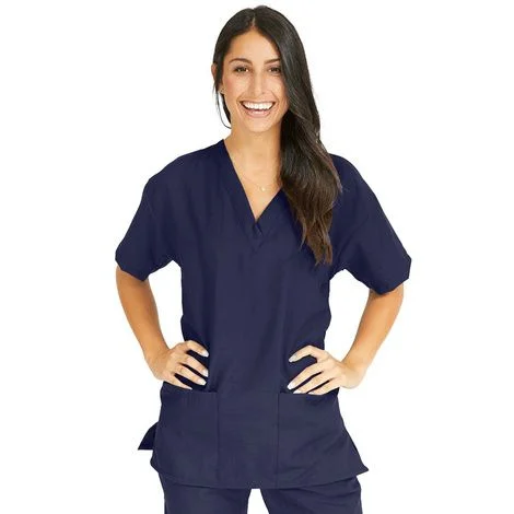 Medline PerforMAX Ladies V-Neck Tunic Scrub Tops – Navy Blue