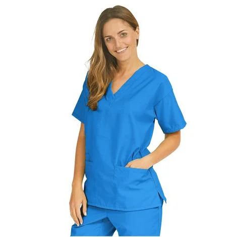 Medline PerforMAX Ladies V-Neck Tunic Scrub Tops – Royal Blue