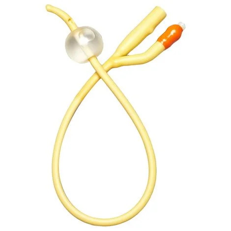 Medline Two-Way Silicone-Elastomer Coated Coude Tip Latex Foley Catheter – 10cc Balloon Capacity