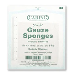Medline Woven Sterile 8-Ply Gauze Sponges, 4 x 4 in 2-Packs, 100 EA/BX