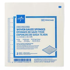 Medline Woven Sterile 8-Ply Gauze Sponges, USP Type VII, 4 x 4 in 2-Packs, 50 EA/BX