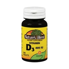 National Vitamin Company Vitamin D3 Supplement Nature’s Blend 400 IU Strength Tablet 100 per Bottle