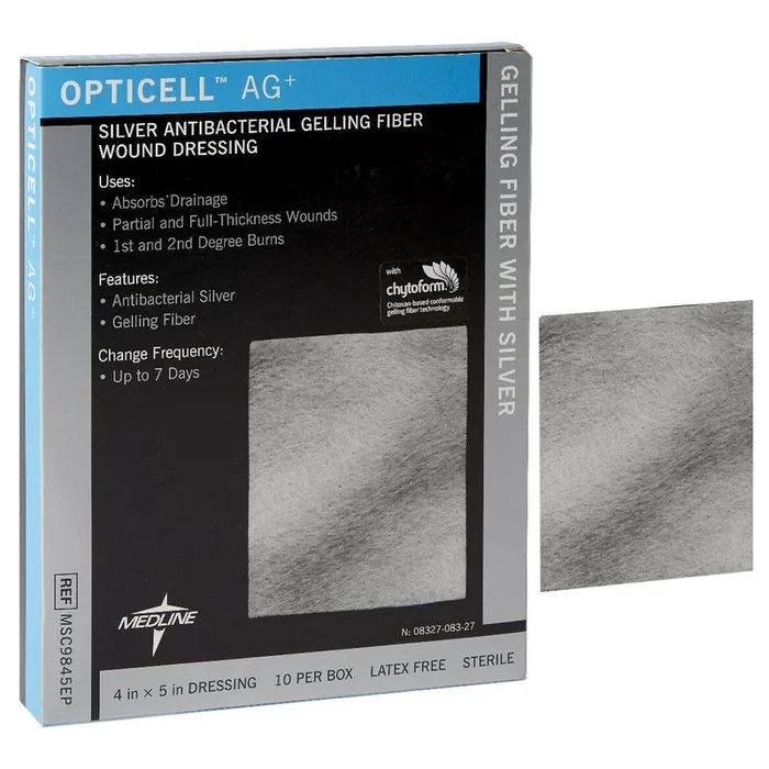 Opticell® Ag+ Silver Antibacterial Gelling Fiber Wound Dressing, 4″ x 5″