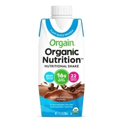 Orgain Oral Protein Supplement Organic Nutrition Vegan Chocolate Flavor, Ready to Use, 11 oz. Carton, 1 EA