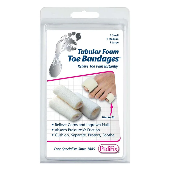 PediFix Tubular Foam Toe Bandages Tubular Foam Toe Bandages, 3/pk, 1 sm., 1 med., 1 large – 66496
