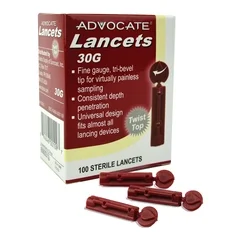 Pharma Supply Lancet Advocate Safety Lancet Needle 30 Gauge Twist Top Activation, 5000/CS