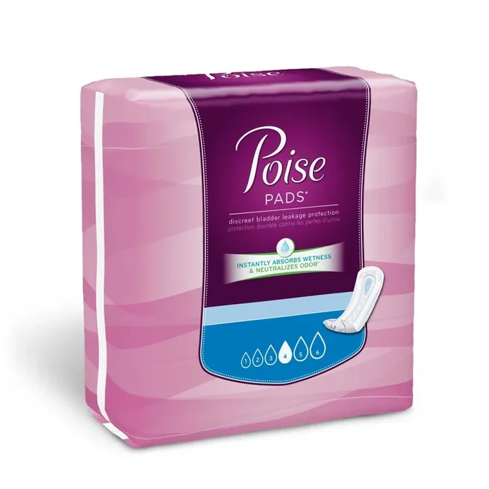 Poise 19566 Moderate Absorbency Pads 12.4” Case of 96