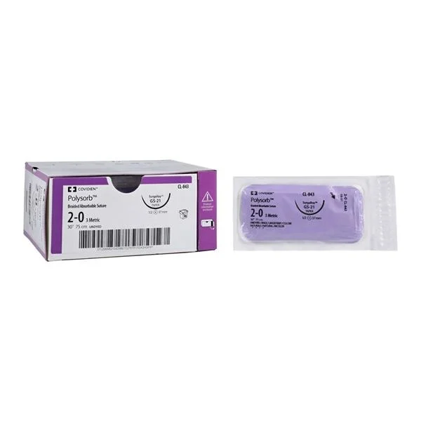 Polysorb Suture 2-0 30″ Polyester Braid GS-21 Undyed 36/Case