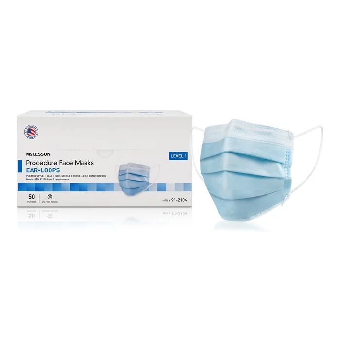 Procedure Mask McKesson ASTM Level 1 Earloops One Size Fits Most, 91-2104