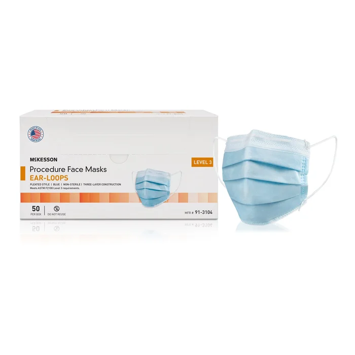 Procedure Mask McKesson ASTM Level 3 Earloops One Size Fits Most