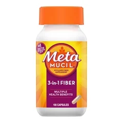 Procter & Gamble Fiber Supplement Metamucil® 3-in-1 Fiber Capsule 100 per Bottle 0.4 Gram Strength Potassium / Psyllium Husk