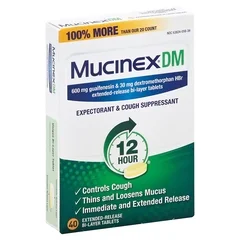 Reckitt Benckiser Cough Relief Mucinex® DM Tablet 600 mg/ 30 mg 40 per Bottle (1274802)