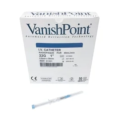 Retractable Technologies Peripheral IV Catheter VanishPoint® 22 Gauge 1 Retracting Needle, 50 EA/BX