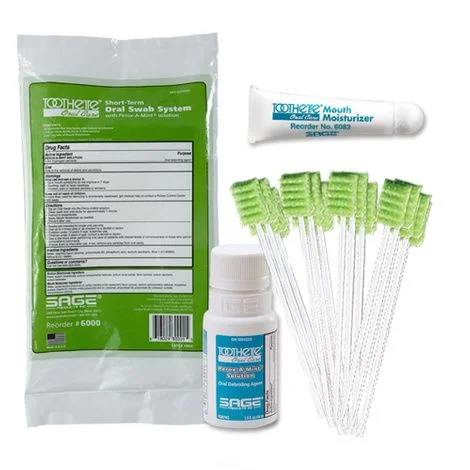 Sage Toothette Short Term Swab System with Perox-A-Mint Solution