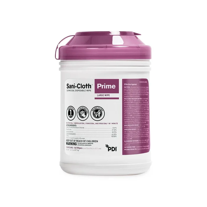 Sani-Cloth Prime Germicidal Disp Wipes Canister, Size L