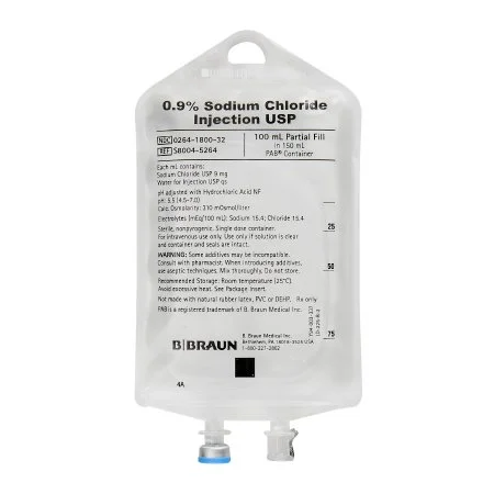 Sodium Chloride, Preservative Free 0.9% IV Solution 100 mL Fill in 150 mL