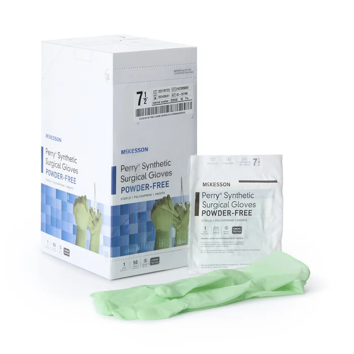 Surgical Glove McKesson Perry® Performance Plus Size 7.5 Sterile Polyisoprene Standard Cuff Length Smooth Green Chemo Tested