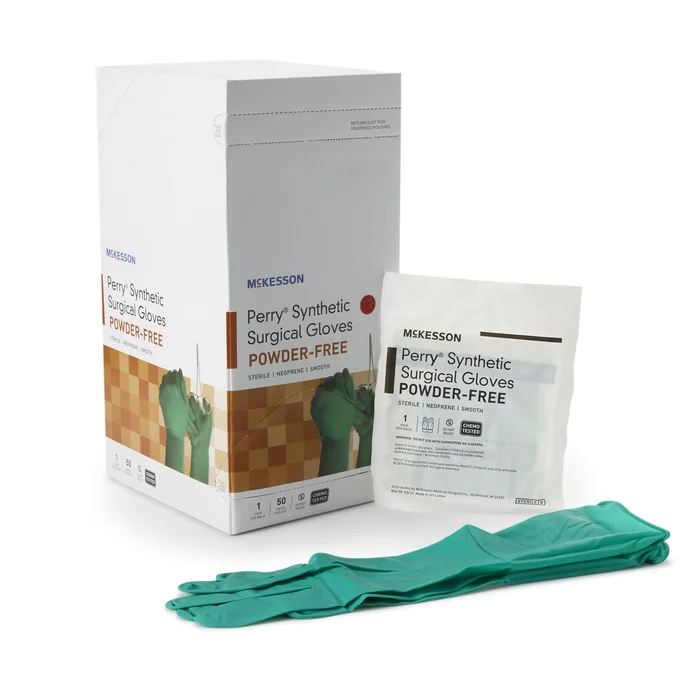 Surgical Glove McKesson Perry® Performance Plus Size 7 Sterile Polychloroprene Standard Cuff Length Smooth Dark Green Chemo Tested