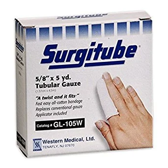Surgitube Tubular Gauze, White, 5/8″ x 50 yds without Applicator