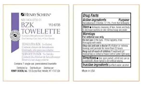 Towelette BZK 0.13% Benzalkonium Chloride White 100/Bx, 20 BX/CA