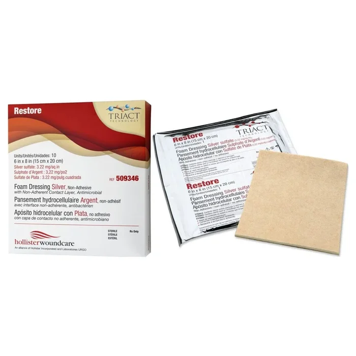Urgo Restore® Foam with Silver Wound Dressing, Non-Adhesive; without Border, 6″ x 8″