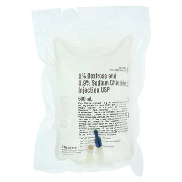 Viaflex IV Injection Solution Dex5/Sod Cl.9 500 Plstc Cntnr Ea, 24/Case