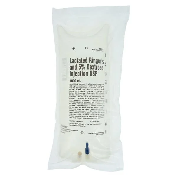 Viaflex IV Injection Solution Dextrose 5%/Lactated Ringers 1000mL Plstc Cntnr Ea, 14/Case