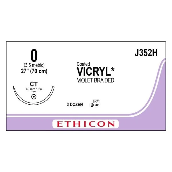 Vicryl Suture 0 1×27″ Polyglactin 910 Braid CT Violet 36/bx