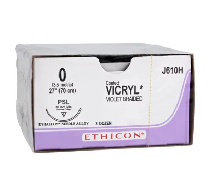 Vicryl Suture 0 1×27″ Polyglactin 910 Braid PSL Violet 36/Bx