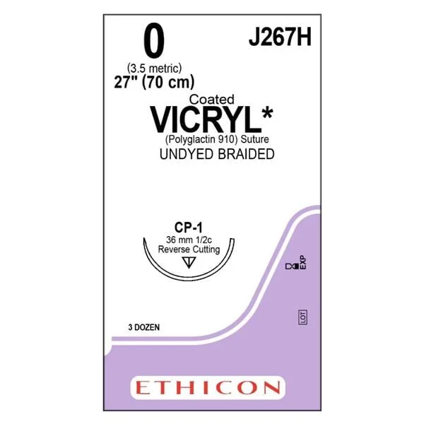 Vicryl Suture 0 27″ Polyglactin 910 Braid CP-1 Undyed 36/Bx