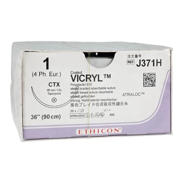 Vicryl Suture 1 36″ Polyglactin 910 Braid CTX Violet 36/Bx