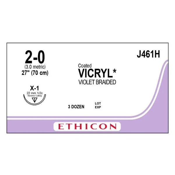 Vicryl Suture 2-0 27″ Polyglactin 910 Braid X-1 Violet 36/Bx