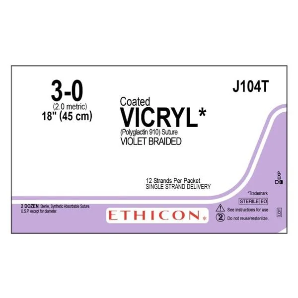 Vicryl Suture 3-0 12-18″ Polyglactin 910 Braid Violet 24/Bx