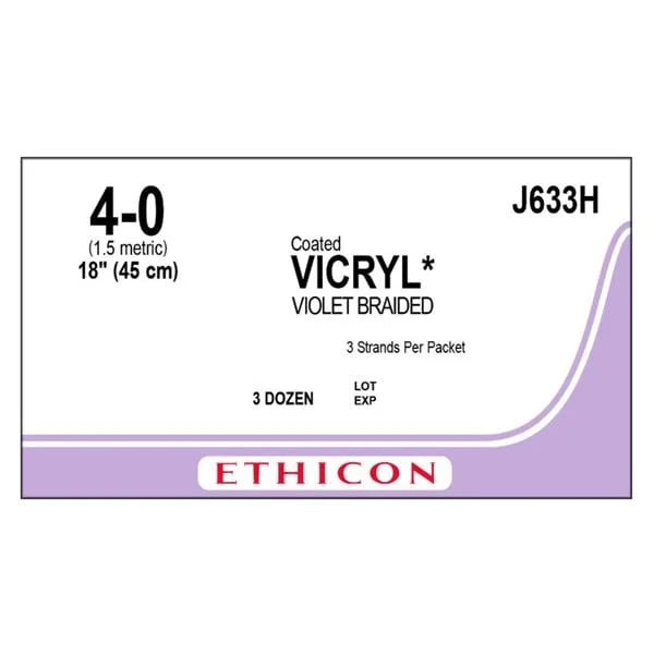 Vicryl Suture 4-0 18″ Polyglactin 910 Braid Violet 36/Bx
