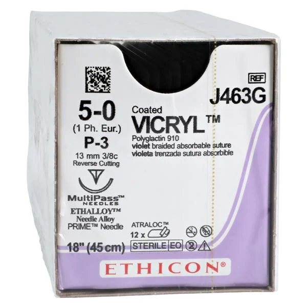 Vicryl Suture 5-0 18″ Polyglactin 910 Braid P-3 Violet 12/Bx