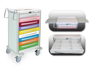 Waterloo Pediatric Code Cart Emergency Medical Cart, Multicolored Drawers | UTGLA-9PEDS
