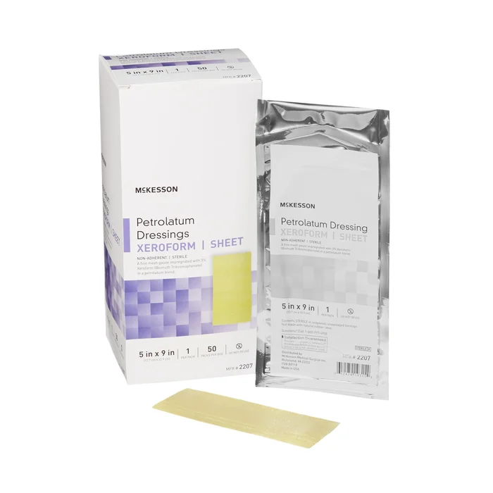 Xeroform Petrolatum Impregnated Dressing McKesson Rectangle 5 X 9 Inch Sterile